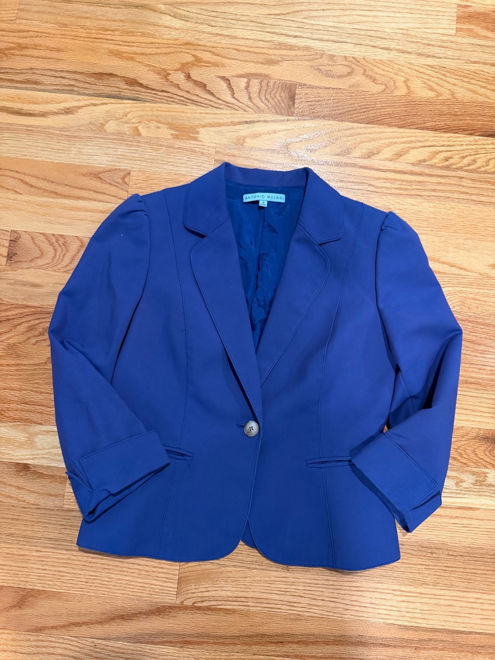 Antonio Melani Cobalt Blue 3/4 Sleeve Puff Shoulder Blazer Size 4